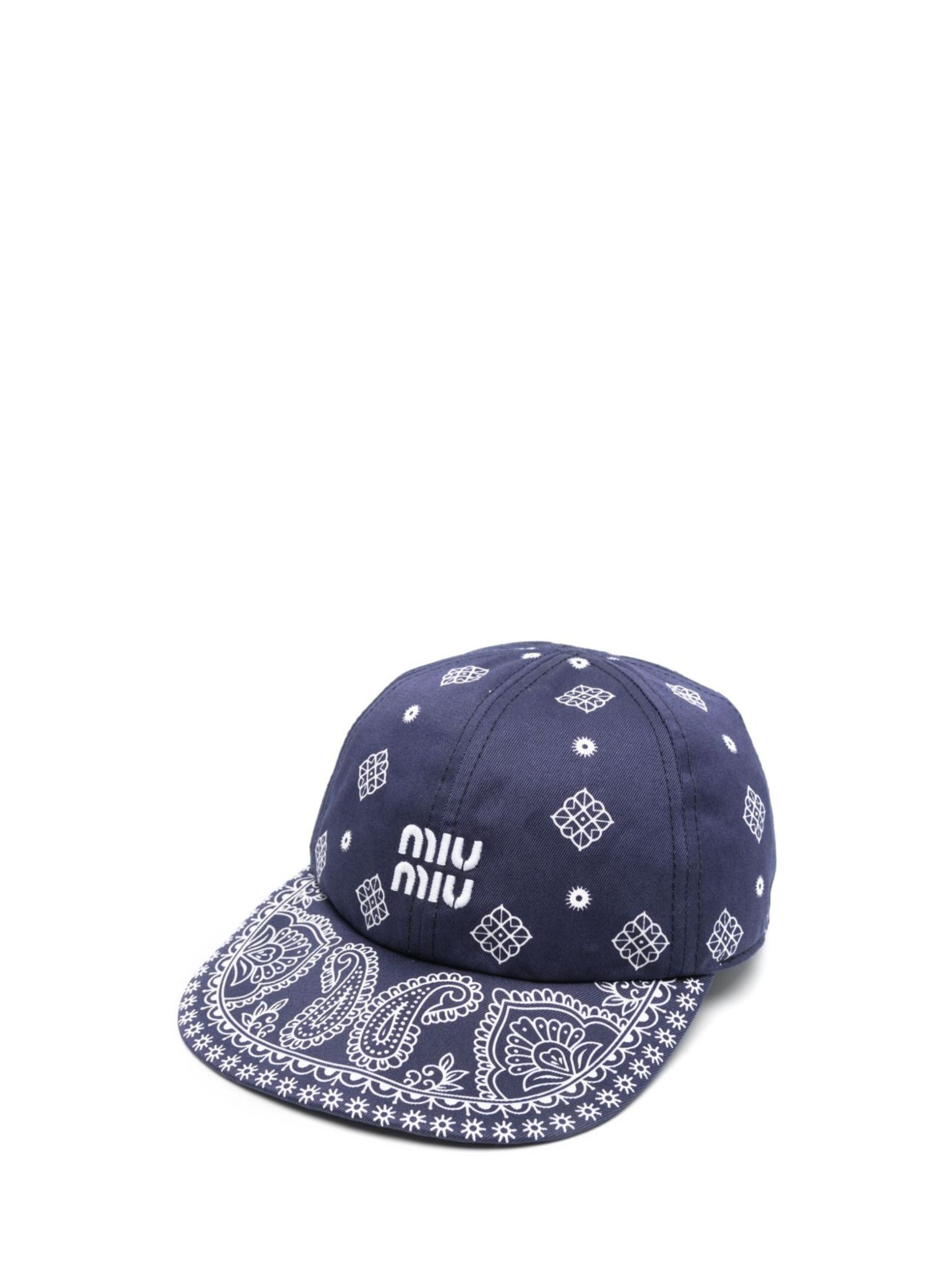 Miu Miu Navy and White Bandana-Print Cap Buy Miu Miu Blue Bandana-print Baseball Cap in Cotton For  main image 4