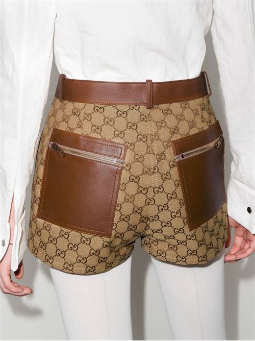 Shorts con finiture in pelle GUCCI | 681154Z8AV72184