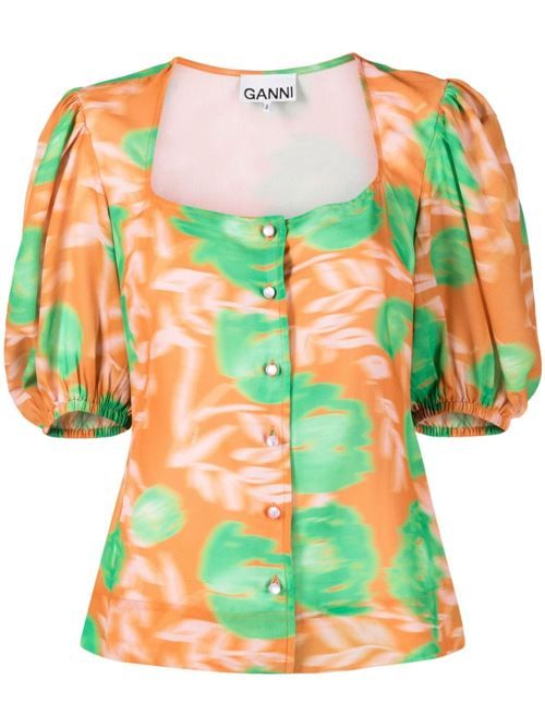 Crepe blouse with floral print GANNI | F7685860