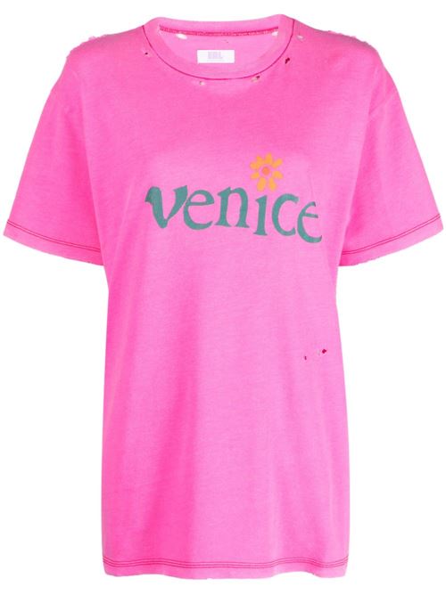 T-shirt in cotone con logo ERL | ERL07T001PINK