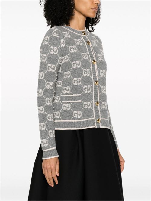 Cardigan in lana GG jacquard bouclè GUCCI | 713300XKCNA1130