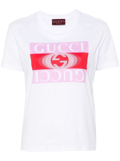 T-shirt with print GUCCI | 787299XJGS79280