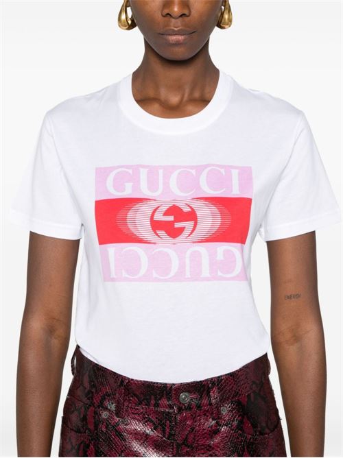 T-shirt with print GUCCI | 787299XJGS79280