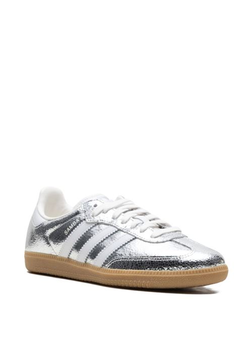 Sneaker argento di ADIDAS caratterizzate da pelle increspata, punta tonda, logo sulla linguetta e allacciatura a stringhe. ADIDAS | JR0035SAMBAOGWSILVMT