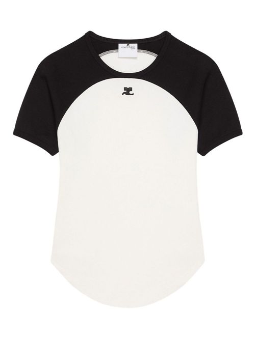 T-shirt in cotone a contrasto COURRÈGES | 325JTS214JS02030098