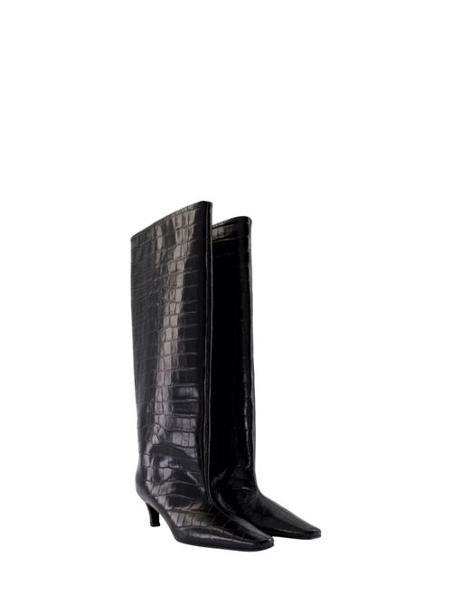 Crocodile embossed wide leg boot TOTEME | 243WAS0169LE0076001