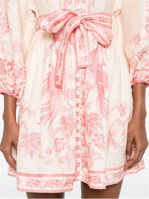 Lucky Plunge Mini Dress ZIMMERMANN | 3500DSS252CRMPNKFLO