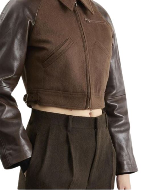 Giacca crop AURALEE | A25AB09BFDARKBROWN