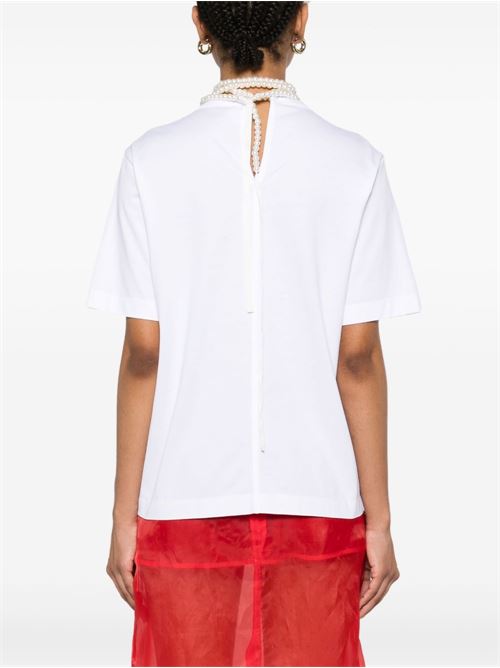 T-shirt con girocollo perle CARVEN | 6251K2108501WHITE