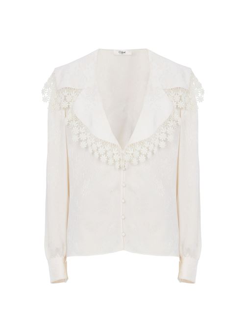 Camicia maniche lunghe con ricamo CHLOE' | CH25WHT15323107
