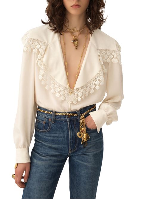 Camicia maniche lunghe con ricamo CHLOE' | CH25WHT15323107