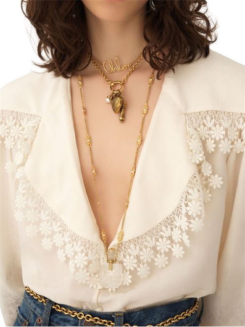 Camicia maniche lunghe con ricamo CHLOE' | CH25WHT15323107