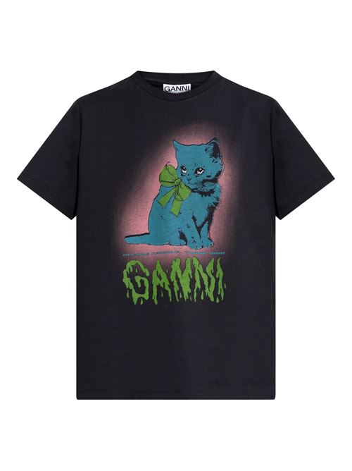 Neon Kitty T-shirt GANNI | T4340252