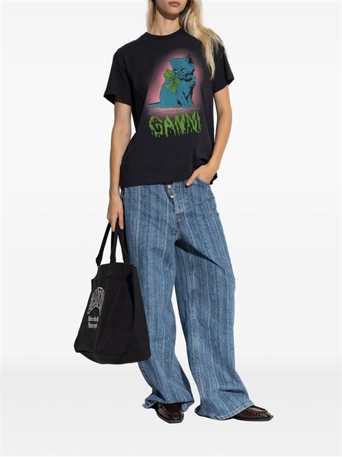 Neon Kitty T-shirt GANNI | T4340252