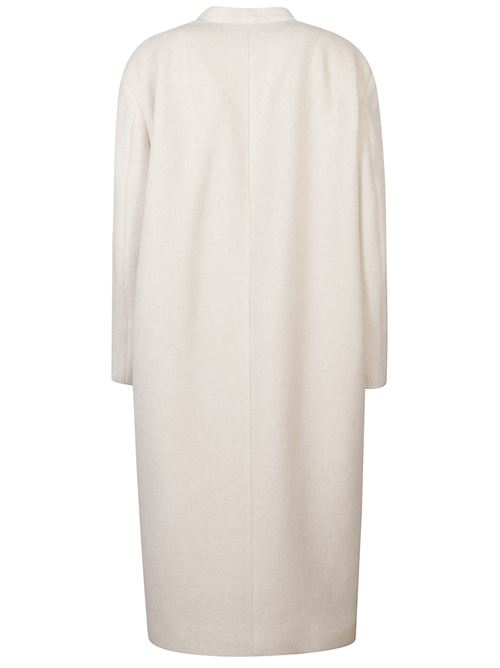 Cappotto lungo beige di MARANT caratterizzato dal design a monopetto, chiusura a bottoni e due tasche con patta sul  davanti. MARANT | 25AMA0439FAB1D03I23EC