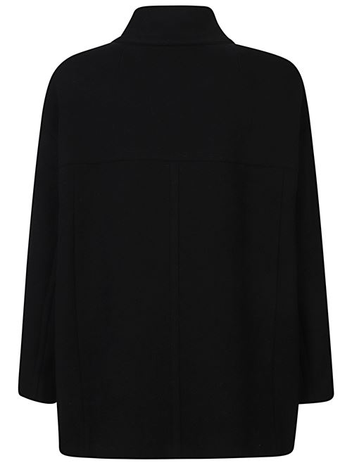 Cappotto corto nero di MARANT caratterizzato dal design a doppiopetto, colletto classico, chiusura gancio e bottoni, spalle scese, tasche a filetto laterali e orlo dritto. MARANT | 25AMA0455FAB1D03I01BK