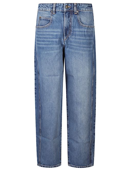 Jeans denim di MARANT caratterizzati da chiusura nascosta con patta e bottone, passanti per cintura, toppa con logo sul retro e classiche cinque tasche. MARANT | 25APA0584FAC3H01I30BU