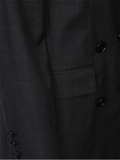 Giacca nera di MARANT caratterizzata dal design a doppiopetto, maniche lunghe, motivo a quadri e chiusura a bottoni. MARANT | 25AVE0538FBB1F01I02AN