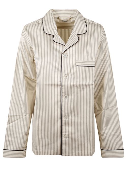 Camicia del pigiama a righe TEKLA | 5740014947506BROWNPINSTRIPES