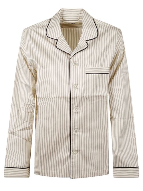 Camicia del pigiama a righe TEKLA | 5740014947513BROWNPINSTRIPES
