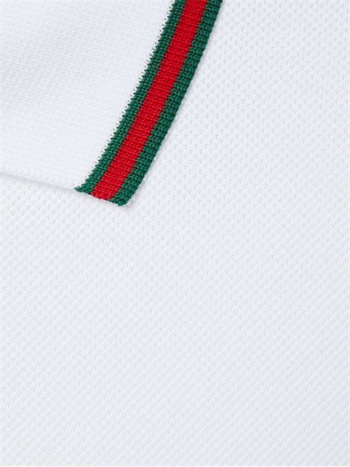 Polo in piquet con dettagli web GUCCI | 795174XJEOX9692